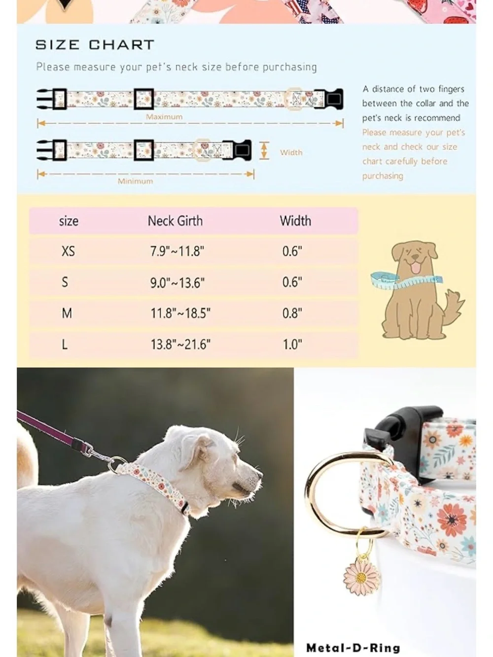 Floral Puppy Collar XS & Pink KONG Puppy Toy Bundle